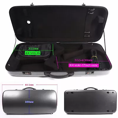 New Black Double Violin Case Viola Case 4/4-17inch Carbon Fiber Hard Case Box • $300