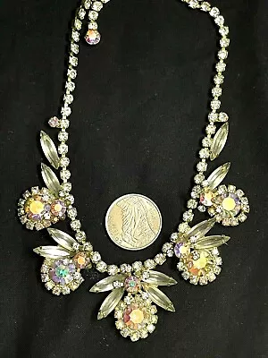 Fabulous Layered Juliana DeLizza & Elster Iridescent Rhinestones Flower Necklace • $313.87