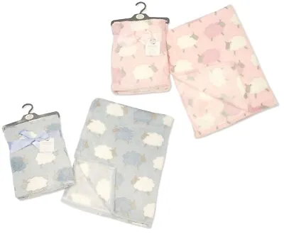 New Baby Blanket Plush Fleece Wrap ~ Sheep ~ Snuggle Baby ~ Pink Blue ~ Abg • £7.95