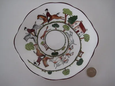 Coalport Hounds And Fox Hunting Scene Shallow Sweet Candy Dish Small Eared Plate • £28.99