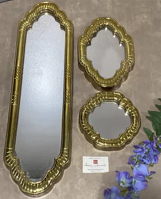 Vintage Hollywood Regency Gold Home Interior HOMCO  Accent Mirrors ~ Set Of 3 • $27.88