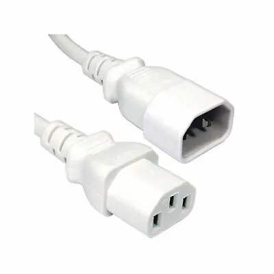 3m Iec C13 Socket To C14 Plug Mains Extension Cable - White • £7.99