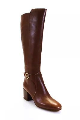 Michael Michael Kors Womens Carmen Block Heel Knee High Boots Luggage Brown 6.5 • $109