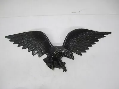 Vtg Cast Aluminum Bald Eagle Americana Metal Wall Sculpture Hanging 37  Wide • $37.46