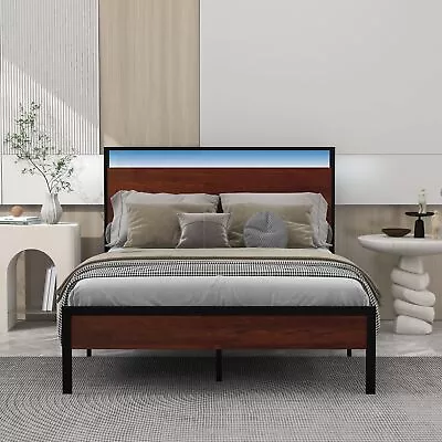 Full Size Elegant Frame With Headboard/Footboard: LED Light Included • $223.76