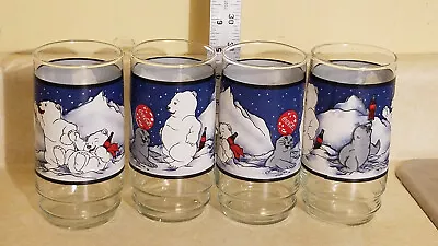 Vintage Coca Cola Drinking Glasses (4) 1997 Polar Bears Seals Indiana Glass L5 • $19.99