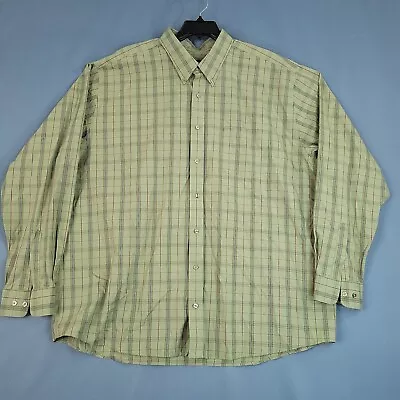 Eddie Bauer Relaxed Fit  Wrinkle & Stain Resistant Shirt Green Plaid Size 3XLT • $19.34