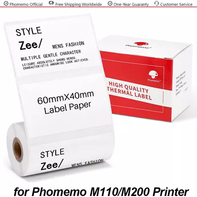 1 Roll 60*40mm Sticker Label Adhesive Tag Paper For Phomemo M110 M221 Printer • $5.99