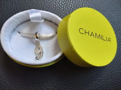 Chamilia 9 Charm. Sterling Silver 925 Dangle Charm And Chamilia Gift Box • £10