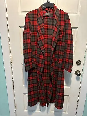 Vintage 1970's Pendleton Buffalo Plaid Red & Black Wool Robe Adult S • $35.99