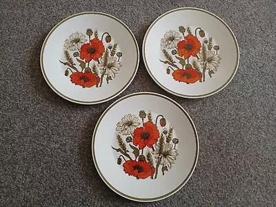 £8 • Buy 3 X J & G Meakin Poppy 22.5 Cm / 9 Inch Dinner Plates