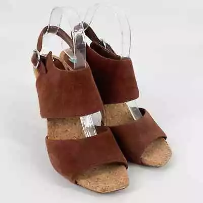 Enzo Angiolini Womens Rust Brown Suede Heeled Sandal Size 8M • $25.49