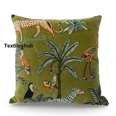 Indian Velvet Green Tiger Cushion Cover Pillow Throw Ethnic Handmade Cover US • $13.87