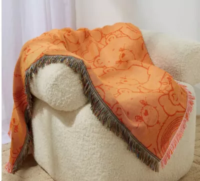 Soft Tassel Fringe Fabric  Woven Throw Rug Orange Care Bears Print. Brand New. • $70