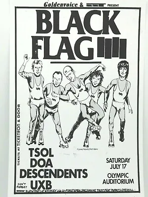 $14.95 • Buy Black Flag, Tsol, Doa, The Olympic Auditorium In La Vintage Punk Concert Poster