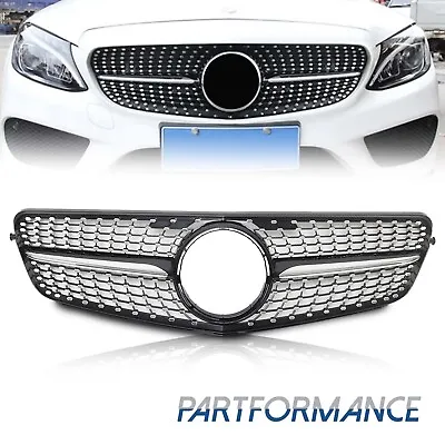 Chrome Diamond Front Grille For Mercedes Benz C-Class W204 C250 C300 2008-2014 • $39.99