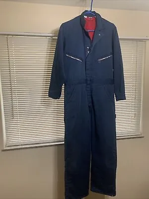 DICKIES Insulated Navy Duck Quilt Lined Winter Work Coveralls Medium 40 • $29.99