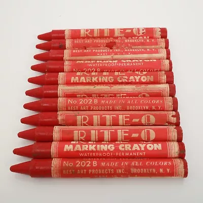 11 Vtg Red Marking Crayons Rite-O No 202B Best Art Products Waterproof Permanent • $16.95