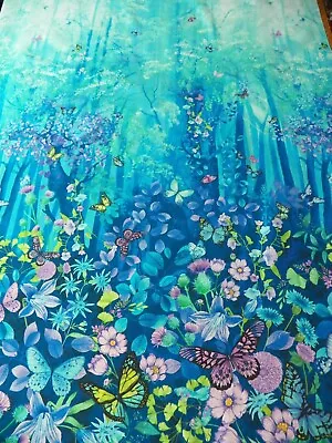 Forest Magic Butterfly Floral Fabric Panel From Timeless Treasures Chang-A Hwang • $8.90