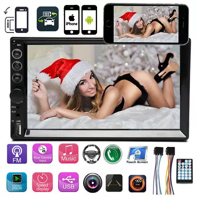 7  Estereo De Pantalla Para Coche Carro Mp5 Tf Usb Aux Subwoofer Con CáMara Auto • $55.96