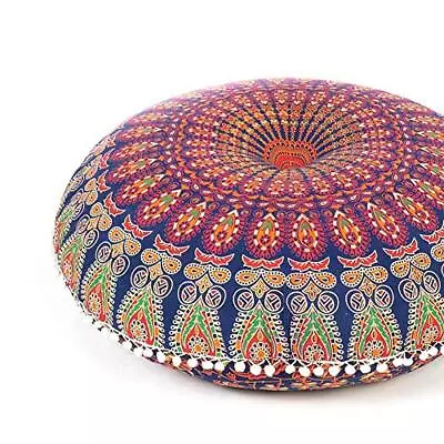 - 32  Blue Orange Mandala Large Floor Pillow Cover Meditation Cushion Seating... • $27.22