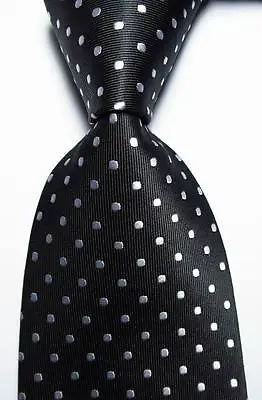 New Classic Polka Dot Black White JACQUARD WOVEN 100% Silk Men's Tie Necktie • $6.99