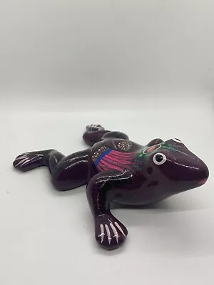 Mexican Talavera  TYPE Frog Folk Pottery Purple Glitter • $15