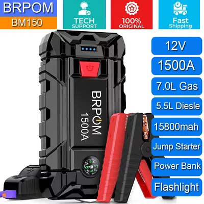 1500A 12V Car Jump Starter Booster 15800mah USB Power Bank Battery Charger BM150 • £44.99