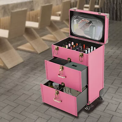 Rolling Cases Travel Makeup Rolling Organizer Nail Polish Storage Display Box • $84.55