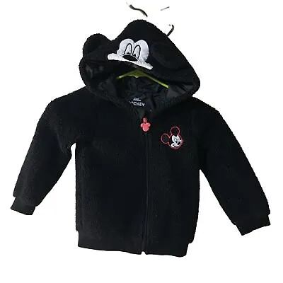 Disney Mickey Mouse Toddler Zip-up Jacket With Ears On Hood 4t • $20