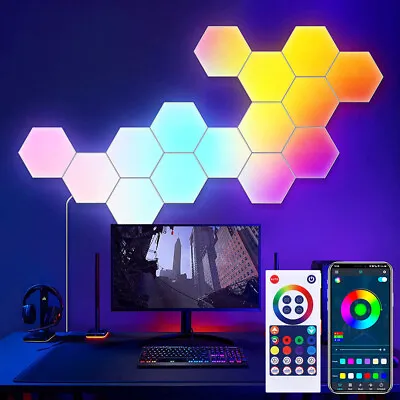 £32.89 • Buy Smart LED Hexagon Lights RGBIC Wall Sconces Music Sync Gaming Light With Remote