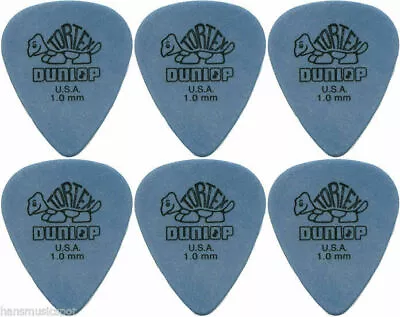 6 X Jim Dunlop Tortex Standard 1.0MM Gauge Guitar Picks 418R Blue • $6.95