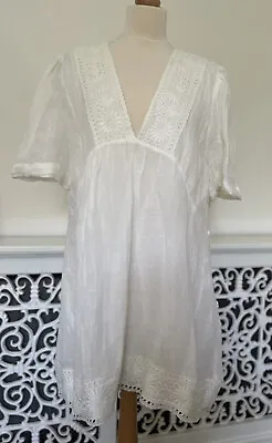 £15 • Buy ZARA Cream Linen Mix Lace Trim Boho Dress Size XL ❤️BNWT RRP £29.99