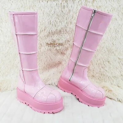 Slacker 230 Pink Patent Knee High Boots US Sizes Goth Punk NY IN STOCK DEMONIA • $89.95