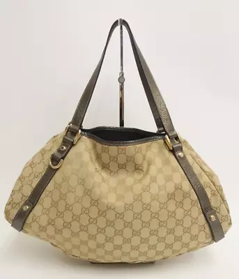 Authentic Vintage Gucci Canvas Shoulder Bag Handbag #26377 • $139