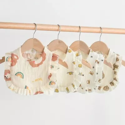 Ruffle Muslin Baby Bibs 0-36M: Soft Cotton Multiple Prints • $7.85