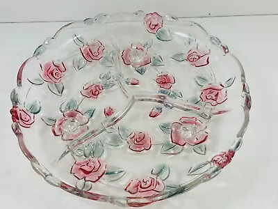 Walther Glass Fruit Bowl Mikasa Rosella Pink Roses • £19.99