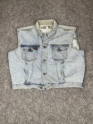 $17.50 • Buy Vintage Bugle Boy Denim Vest Adult Size Large Distressed Light Blue