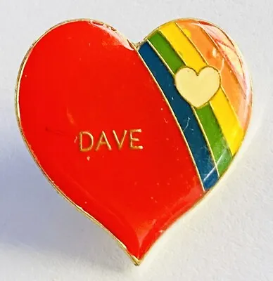 Dave Love Heart Rainbow Pin Badge Rare Vintage Name Gift (K23) • $9.99