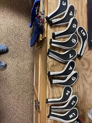 White/Black 11Pc Mizuno Golf Club Iron HeadCovers Long Zipper Quality • $7.50