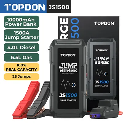 TOPDON Portable JS1500 12V Battery Booster Pack Charger Power Jump Starter Box • £59.99