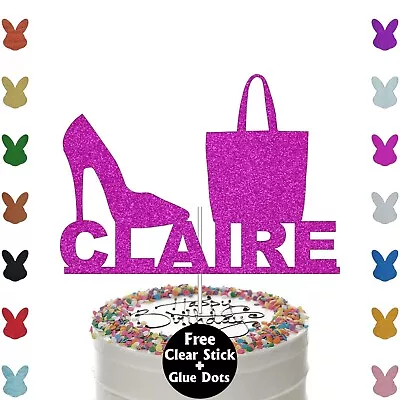 Birthday Party Cake Topper Shoes And Handbag Glitter Cake Topper For Girls Women • £2.95