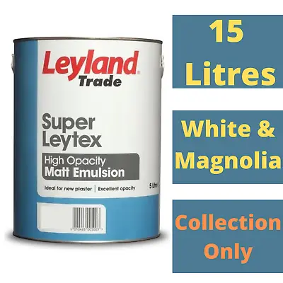 Leyland Trade Super Leytex Paint Ideal For New Plaster Magnolia & White 15 Litre • £27.99