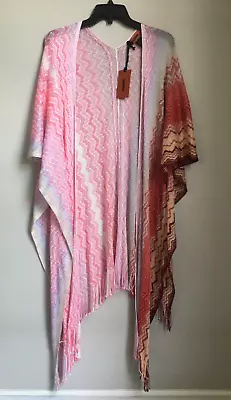 Missoni Swim Coverup Kaftan Open Knit Fringe Multicolor Women One Size Italy NWT • $199.88