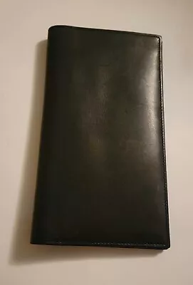 Vintage Eddie Bauer Mens Black Leather Billfold Wallet Long Breast Pocket • $24.99