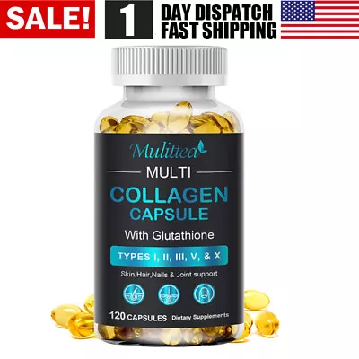 Multi Collagen Peptides-120 Capsules-Type IIIIIIVX Anti-Aging Collagen Caps • $13.69