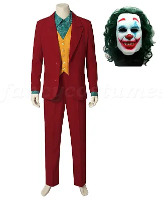Mens 2019 Movie Clown Fancy Dress Costume Deluxe Halloween Joker Suit Costume • £49.99