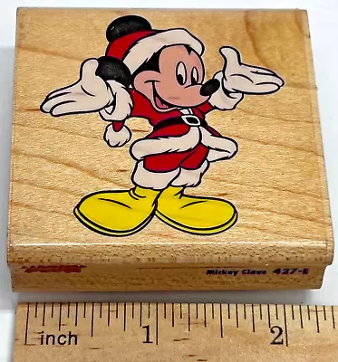 Disney Mickey Mouse Santa Claus Christmas 427E Wooden Rubber Stamp • $6.95