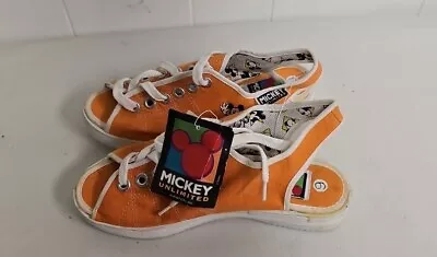 NOS VINTAGE MICKEY UNLIMITED SIZE 6 TENNIS SHOE Sandals Orange Disney Mouse • $49