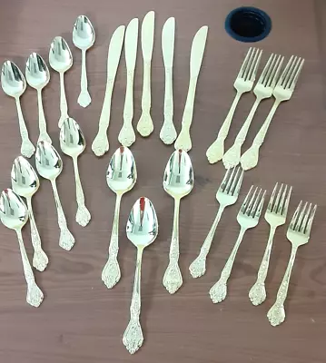 Rogers ROYALTY Stainless Gold Plated Flatware 23 Mixed Pieces Very Nice • $30